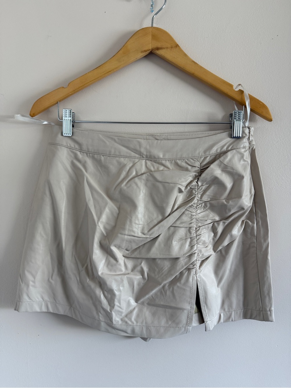 Cotton Candy LA Cream Faux Leather Skort